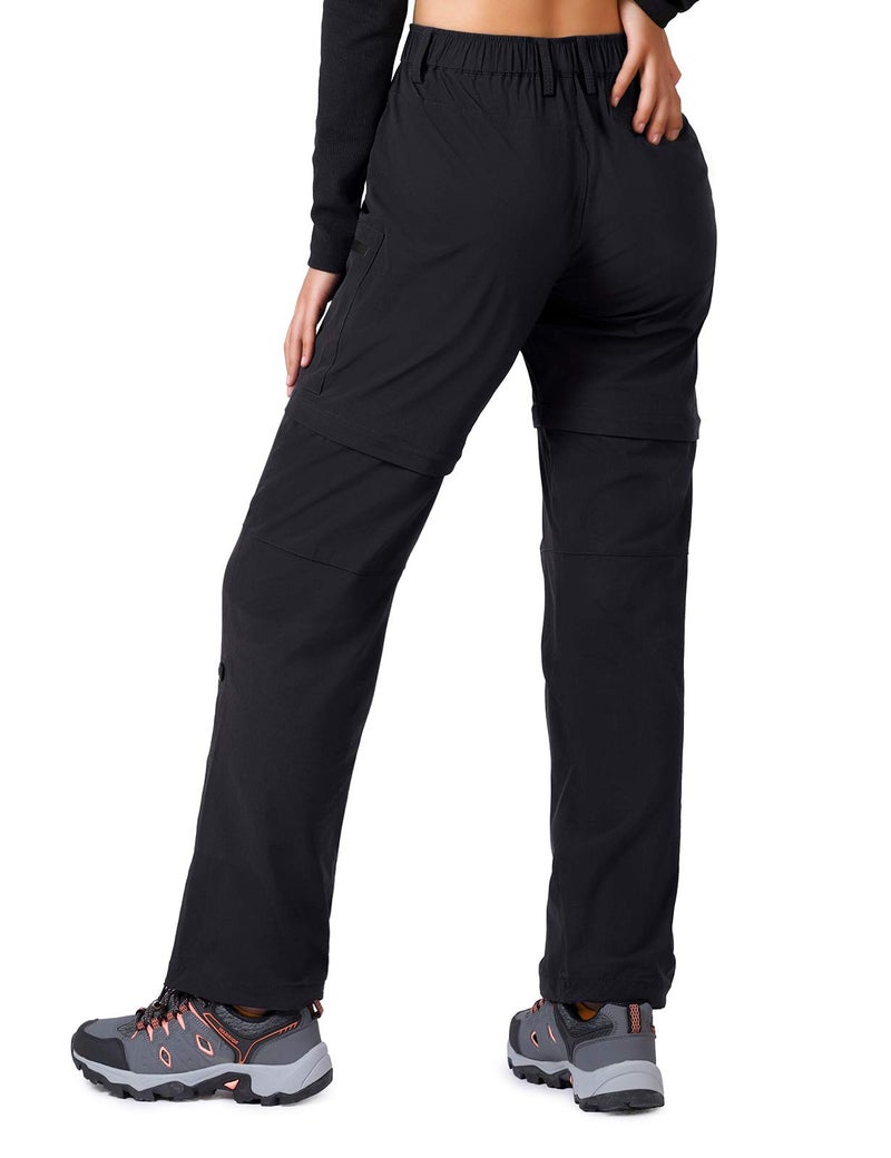 Cycorld Women's-Hiking-Pants-Convertible Quick-Dry-Stretch-Lightweight Zip-Off Outdoor Pants with 5 Deep Pockets (Black, Large) - Image 2